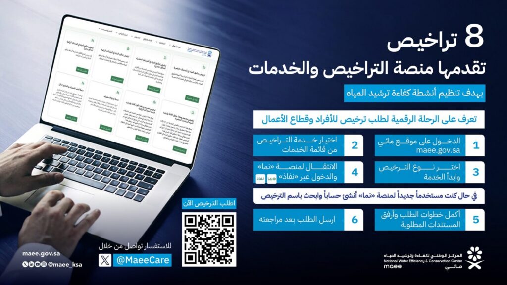 “مائي” يطلق منصة التراخيص والخدمات الإلكترونية لتنظيم خدمات كفاءة وترشيد المياه
